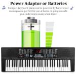 Vangoa 61-Key Light-Up Keyboard Piano for Beginners, 350 Tones & Timbres, 3 Teaching Modes, With Microphone, Black