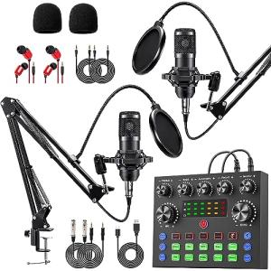 sktome Podcast Equipment Bundle for 2, V8s Voice Changer with BM-800 Podcast Microphone Bundle - Studio Condenser Microphone Perfect for Podcasting, Recording, Singing, Streaming and Gaming