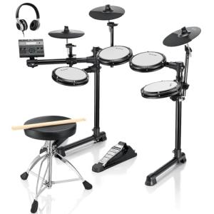 Electric Drums, Donner DED-200 LITE Electronic Drum Kit for Beginner with 450+ Sounds, USB MIDI, Quiet Mesh Pads, Throne, Headphones, Sticks and 40 Melodics Lessons