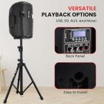 Pyle Portable Bluetooth PA Speaker System Kit - 700W Powered Active & Passive 8" Speakers with Stands, Wired Microphone, Remote Control, and Tripod Mounts - USB/SD/MP3/AUX Inputs - Plug & Play Kit
