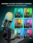 MRSDY Gaming Microphone, USB Computer Microphone for PC, Mac, PS4/5, Condenser Podcast Mic for Studio Recording, YouTube, Streaming, with Headphone Jack, Led Light, Mute, Gain, Noise Cancellation