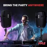 Pyle Portable Bluetooth PA Speaker System Kit - 700W Powered Active & Passive 8" Speakers with Stands, Wired Microphone, Remote Control, and Tripod Mounts - USB/SD/MP3/AUX Inputs - Plug & Play Kit