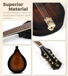 Vangoa Mandolin Instrument A Style, Acoustic Mandolin Musical Instrument Solid Spruce Top 8 String for Beginners, Adults, Teens, Dark Brown