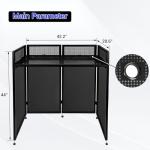 Neoaider DJ Booth Table Station 44"x42"x21", DJ Facade Booth w/Black & White Lighting Scrims, Detachable 40"x20" DJ Table, Carrying Bag, Foldable Metal Frame DJ Booth Panel for Show, Party, Gathering