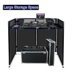 Neoaider DJ Booth Table Station 44"x42"x21", DJ Facade Booth w/Black & White Lighting Scrims, Detachable 40"x20" DJ Table, Carrying Bag, Foldable Metal Frame DJ Booth Panel for Show, Party, Gathering
