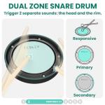 Fesley FED150W Electric Drum Set: Dual Zone Snare Drum,2 Cymbals w/Choke, 200 Sounds, 4 Quiet Mesh Drum Pads, Portable Electronic Drum Kit for Beginner, Bluetooth, MIDI, Throne, Headphone, Sticks