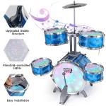 Kids Drum Set for Toddlers with 5 Jazz Drum Kit & Lights (Vibrating-Controlled) & Alloy, Musical Instruments Toys, Boys Gifts for Aged 1-3 3-5