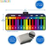 SUNLIN 6 ft. Floor Piano Mat for Kids & Toddlers, Giant Piano Mat, 24 Keys, 10 Built in Songs, 8 Instrument Sounds, Record & Playback, Song Booklet, Musical Toy Gift for Boys & Girls Age 3 4 5 6 7 8 9