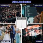 Neoaider DJ Booth Table Station 44"x42"x21", DJ Facade Booth w/Black & White Lighting Scrims, Detachable 40"x20" DJ Table, Carrying Bag, Foldable Metal Frame DJ Booth Panel for Show, Party, Gathering