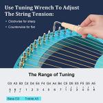 Lyre Harp 16 Strings: Solid Mahogany Wooden Body Metal Strings Musical Instrument - Accessory with Tuning Wrench and Durable Gig Bag