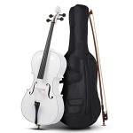 Ktaxon Full-Size Cello, Beginner Cello 4/4, Acoustic Cello Set with Portable Bag, Bow, Rosin, Bridge, Adults & Kids String Musical Instruments(White)