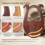 VixxNoxx Lyre Harp, 16-String Mahogany Lyra Harp Kit, Stringed Musical Instruments with Tuning Wrench Bag Instructions Extra Strings for Beginners Adults