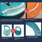 Lyre Harp 16 Strings: Solid Mahogany Wooden Body Metal Strings Musical Instrument - Accessory with Tuning Wrench and Durable Gig Bag