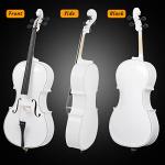 Ktaxon Full-Size Cello, Beginner Cello 4/4, Acoustic Cello Set with Portable Bag, Bow, Rosin, Bridge, Adults & Kids String Musical Instruments(White)