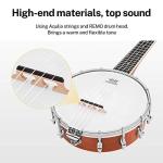 Donner Banjolele 4 String Banjo Ukulele kit Stringed Musical Instruments for Adult Beginner with Banjo Tuners, Gig Bag, Picks, Skeleton 23 Inch Sapele