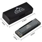 EastRock Blues Harmonica Mouth Organ 10 Hole C Key with Case, Diatonic Harmonica for Professional Player, Beginner, Students gifts, Adult, Friends, Gift Black