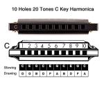 EastRock Blues Harmonica Mouth Organ 10 Hole C Key with Case, Diatonic Harmonica for Professional Player, Beginner, Students gifts, Adult, Friends, Gift Black