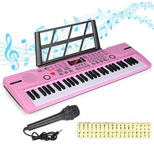 Hricane Piano Keyboard, 61 Keys Beginner Electronic Keyboard Portable Digital Music Keyboard, Early Education Music Instrument with Microphone & Music Sheet Stand