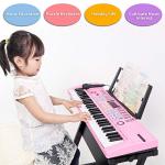 Hricane Piano Keyboard, 61 Keys Beginner Electronic Keyboard Portable Digital Music Keyboard, Early Education Music Instrument with Microphone & Music Sheet Stand