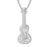 925 Sterling Silver Hawaiian Guitar Ukulele Necklace Pendant with 18" Box Chain, Nickle Free Hypoallergenic for Sensitive Skin, Musical Instrument Jewelry with Gift Box
