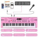Hricane Piano Keyboard, 61 Keys Beginner Electronic Keyboard Portable Digital Music Keyboard, Early Education Music Instrument with Microphone & Music Sheet Stand