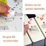 Piano Keyboard Stickers for 88/61/54/49/37 Key, Bold Large Letter Piano Stickers for Learning, Removable Piano Keyboard Letters, Notes Label for Beginners and Kids, Multicolor