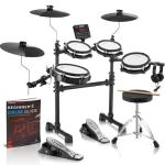 AKLOT B-CORE530 Electric Drum Set: Dual-Zone Quiet Mesh Drum Pads, 10’’ Dual-Trigger Cymbals, Height-Adjustable Rack, 360 Sounds, USB MIDI, Lesson Book, Throne, Sticks, Headphones
