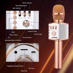 BONAOK Wireless Bluetooth Karaoke Microphone,3-in-1 Portable Handheld Karaoke Mic Speaker Machine Home Party Birthday for All Smartphones PC(Q37 Rose Gold)