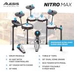 Alesis Nitro Max Kit Electric Drum Set with Quiet Mesh Pads, 10" Dual-Zone Snare, Bluetooth, 440+ Authentic Sounds, Drumeo, USB MIDI, Kick Pedal