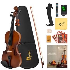Poseidon Stringed Musical Instruments - Premium Handcraft Violin for Kids Adults 4/4 Violin w/Case, Violin Bow, Horse Bridge, Extra Strings, Shoulder Rest, Rosin, Clip-on Tuners - Natural Matte