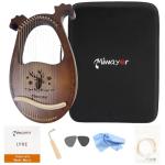Miwayer Lyre Harp Kit 16 Strings Musical Instrument Mahogany Body Reindeer Totem Professional Harp Instrument with Accessories and Case (Brown)