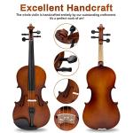 Poseidon Stringed Musical Instruments - Premium Handcraft Violin for Kids Adults 4/4 Violin w/Case, Violin Bow, Horse Bridge, Extra Strings, Shoulder Rest, Rosin, Clip-on Tuners - Natural Matte