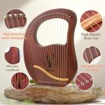 VixxNoxx Lyre Harp, 19-String Mahogany Lyra Harp Kit, Stringed Musical Instruments with Tuning Wrench Bag Instructions Extra Strings for Beginners Adults