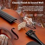 Poseidon Stringed Musical Instruments - Premium Handcraft Violin for Kids Adults 4/4 Violin w/Case, Violin Bow, Horse Bridge, Extra Strings, Shoulder Rest, Rosin, Clip-on Tuners - Natural Matte