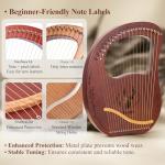 VixxNoxx Lyre Harp, 19-String Mahogany Lyra Harp Kit, Stringed Musical Instruments with Tuning Wrench Bag Instructions Extra Strings for Beginners Adults