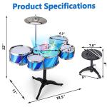 Kids Drum Set for Toddlers (15-Piece), Drum Set for Kids Age 3-5, Musical Toys for Boys Girls, Birthday for Kids, Drum Kit Instrument for Beginner Music Practice w/ 4 Lights