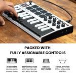 Akai Professional MPK Mini MK3-25 Key USB MIDI Keyboard Controller With 8 Backlit Drum Pads, 8 Knobs, Music Production Software and Native Instruments Sound Package (NKS Integration), White