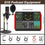 Podcast Microphone Bundle with Live Sound Card Audio Mixer, Podcast Equipment Bundle with 3.5mm Condenser Microphone for Pc/Phone Live Streaming Singing Gaming, Sound Board with Voice Changer, Denoise