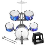 Kids Drum Set for Toddlers Musical Jazz Drum with Stool Toys for 3-5 4-6 5-7 Boys Girls Birthday, Blue
