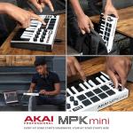 Akai Professional MPK Mini MK3-25 Key USB MIDI Keyboard Controller With 8 Backlit Drum Pads, 8 Knobs, Music Production Software and Native Instruments Sound Package (NKS Integration), White