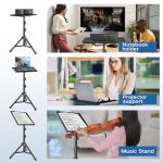 REHOSEUP Projector Stand, 33LB Load Bearing & 22-55" Height Adjustable, for Projector/Laptop/DJ Gear, Outdoor/Office/Studio - Stable Base (Black)