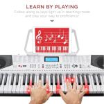Best Choice Products 61-Key Beginners Complete Electronic Keyboard Piano Set w/Lighted Keys, LCD Screen, Headphones, Stand, Bench, Teaching Modes, Note Stickers, Built-In Speakers - White