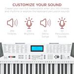 Best Choice Products 61-Key Beginners Complete Electronic Keyboard Piano Set w/Lighted Keys, LCD Screen, Headphones, Stand, Bench, Teaching Modes, Note Stickers, Built-In Speakers - White