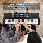 Best Choice Products 61-Key Beginners Complete Electronic Keyboard Piano Set w/Lighted Keys, LCD Screen, Headphones, Stand, Bench, Teaching Modes, Note Stickers, Built-In Speakers - White