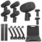 Lumirio 7 Piece Drum Mic Kit, Wired Dynamic Drum Microphone Set, Kick Bass, Tom, Snare, Hi-hat Cymbals Drum Mics with Holders & Threaded Clips, for Instrument Recording and Music Production