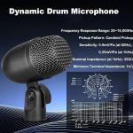 Lumirio 7 Piece Drum Mic Kit, Wired Dynamic Drum Microphone Set, Kick Bass, Tom, Snare, Hi-hat Cymbals Drum Mics with Holders & Threaded Clips, for Instrument Recording and Music Production