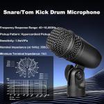 Lumirio 7 Piece Drum Mic Kit, Wired Dynamic Drum Microphone Set, Kick Bass, Tom, Snare, Hi-hat Cymbals Drum Mics with Holders & Threaded Clips, for Instrument Recording and Music Production