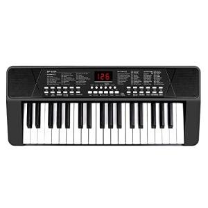 M SANMERSEN Piano Keyboard for Beginners, 37 Keys Built-in 1200mA Rechargeable Battery Electronic Piano Keyboards Portable Music Pianos Keyboard with Mic LED Screen Teaching Gift for Beginner, Black