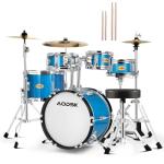 AODSK Drum Sets 5-Piece for Beginners, 14 inch Full Size Complete Drum Kit with Adjustable Throne, Cymbal, Hi-Hat, Pedal & Drumstick