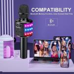 BONAOK Karaoke Microphone for Kids & Adults - Bluetooth Microphones Singing Mic with Disco Lights, Echo Effect, Built-in Speaker Portable Karaoke Player for Party Travel Gifts Q78(Black)
